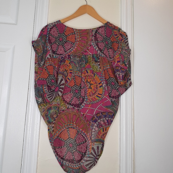 Multicolor Bright Funky Sheer Top Coverup - Picture 5 of 5